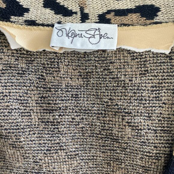 ST JOHN Cardigan Open Sweater Animal Print Brown Beige Leo Vintage S P - Picture 7 of 7